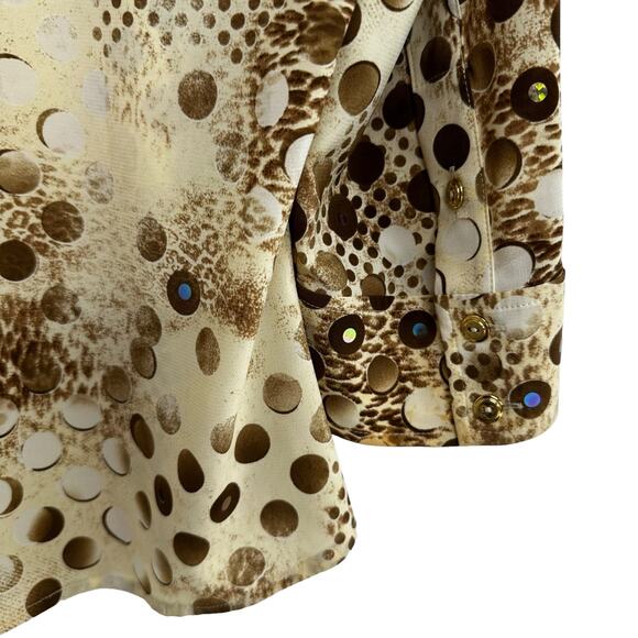 St. John Collection Blouse Sz 10 Ruffled Collar 3/4 Sleeve Marie Gray Embellish - Picture 12 of 16